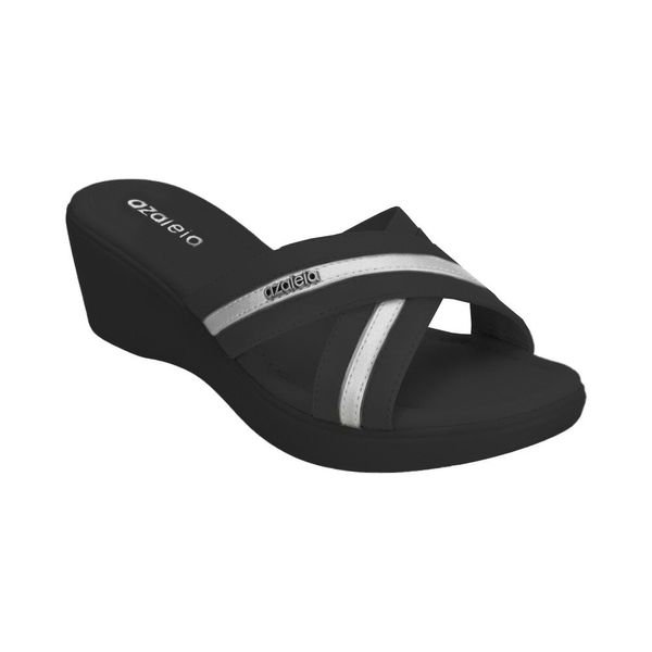 SANDALIAS MUJER MARCA AZALEIA COLOR NEGRO/PLATA