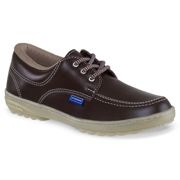 Zapato Escolar Unisex Escolar Marca Croydon Color Cafe