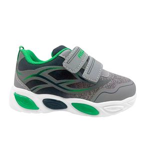 TENIS INFANTIL MARCA ATHLETIC AIR GRIS Y VERDE