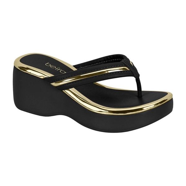 Sandalias Mujer Marca Beira Rio Negro Dorado