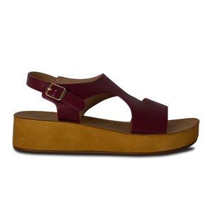SANDALIAS MUJER MARCA VIA SPRING COLOR VINO TINTO