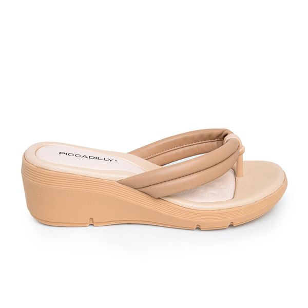 Sandalias Tacon Corrido Para Mujer Almendra Picadilly