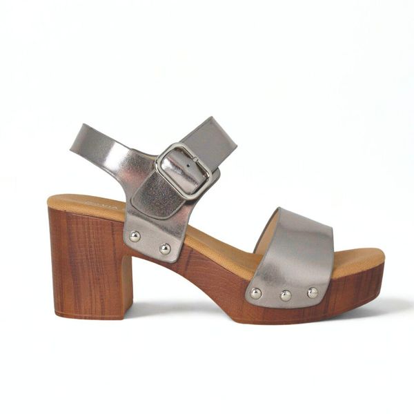 Sandalias Tacon Mujer Via Spring Plateado