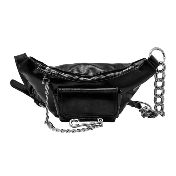 Canguro Negro Con Cadena Para Mujer Via Spring