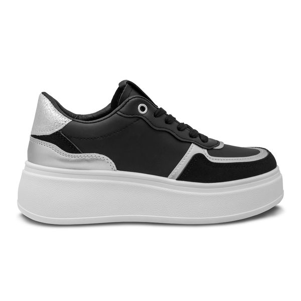 Tenis Negro Con Plataforma Via Spring Mujer