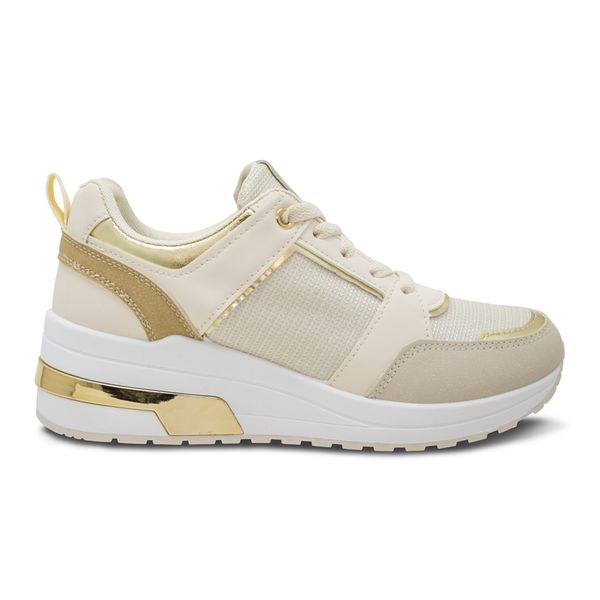 Tenis Beige Con Plataforma Via Spring Mujer
