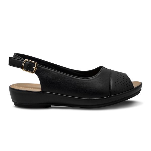 Sandalias Negras con Plataforma y Correa Via Spring Mujer