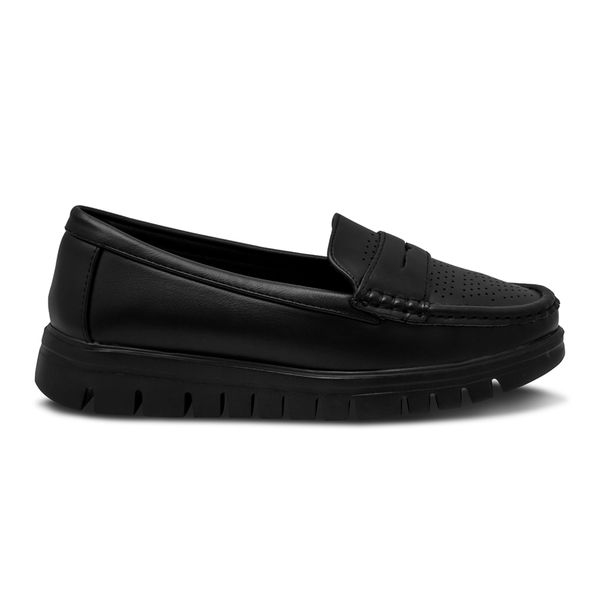 Mocasines Negros con Plataforma Baja Via Spring Mujer