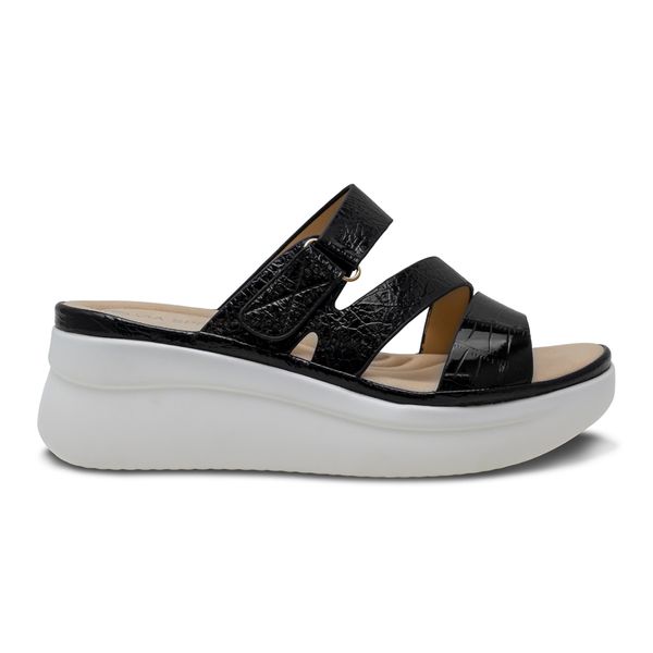 Sandalias Negra con Blanco Via Spring Mujer
