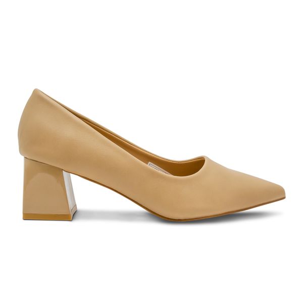 Zapatos de Tacón Cuadrado Beige Via Spring Mujer