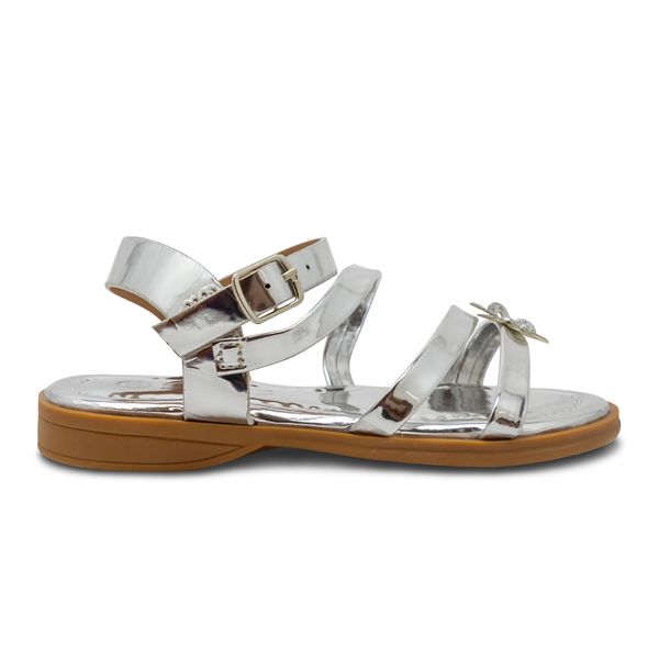 Sandalias Planas Plateadas Steps Niña