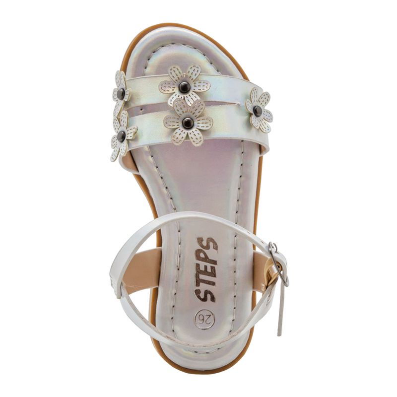 Sandalias-Plateadas-Con-Flores-Steps-Niña--Talla-24-2