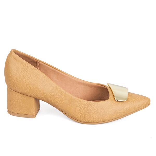 Tacón Cerrado Medio Para Mujer Beige Vizzano