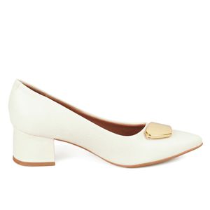 Tacón Cerrado Medio Para Mujer Blanco Vizzano