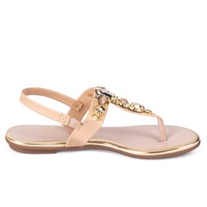 Sandalias Planta Baja Para Mujer Beige Beira Rio
