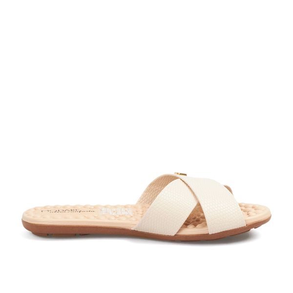 Sandalias Zueca Planta Baja Para Mujer Beige Modare