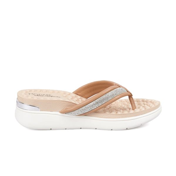Sandalias Tres Puntadas Planta Media Para Mujer Nude Modare