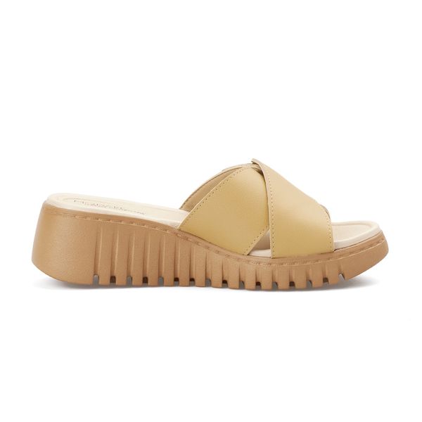 Sandalias Zueca Planta Media Para Mujer Beige Modare
