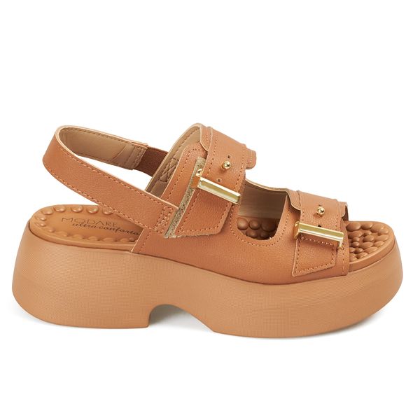 Sandalias Planta Media Para Mujer Cafe Modare