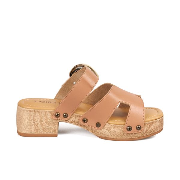 Sandalias Tacón Medio Para Mujer Nude Beira Rio
