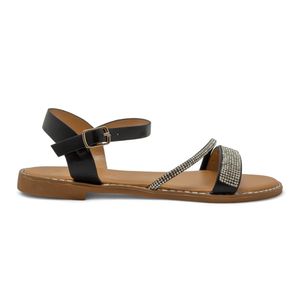 Sandalias Planta Baja Diseño Mujer Negro Via Spring