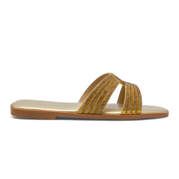 Sandalias Planta Baja Diseño Mujer Dorado Via Spring