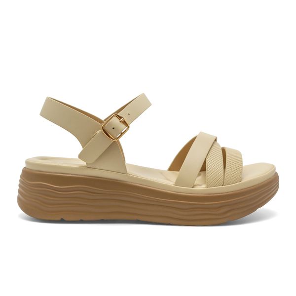 Sandalias con Plataforma Beige Via Spring Mujer