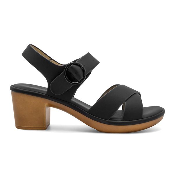Sandalias Negras con Tacon Via Spring Mujer