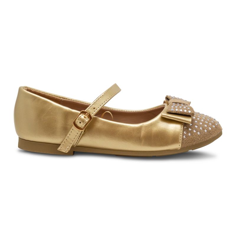 Baletas-Infantiles-Doradas-Con-Hebilla-Y-Moño-Via-Spring--Talla-30-0