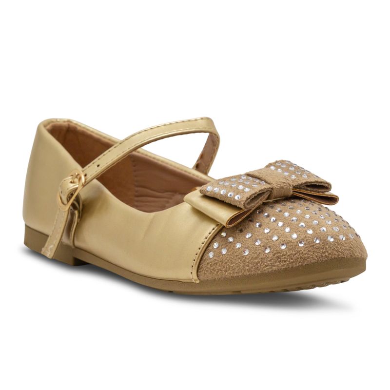 Baletas-Infantiles-Doradas-Con-Hebilla-Y-Moño-Via-Spring--Talla-30-2