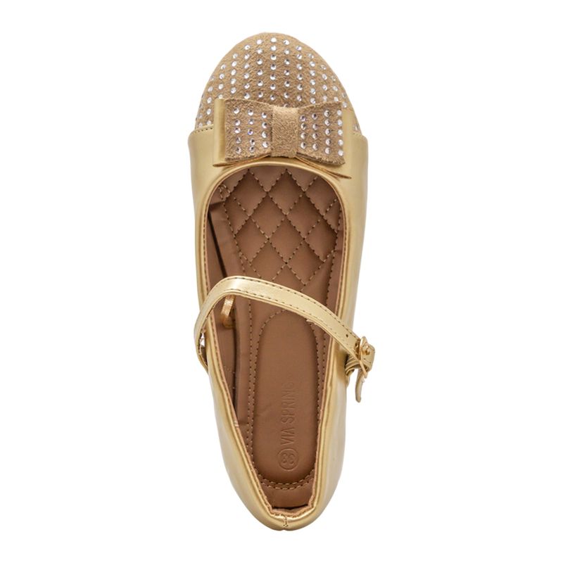 Baletas-Infantiles-Doradas-Con-Hebilla-Y-Moño-Via-Spring--Talla-30-4
