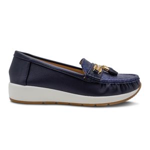 Mocasines Casuales Azules con Plataforma Mujer Via Spring