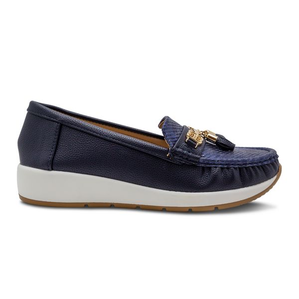 Mocasines Casuales Azules con Plataforma Mujer Via Spring