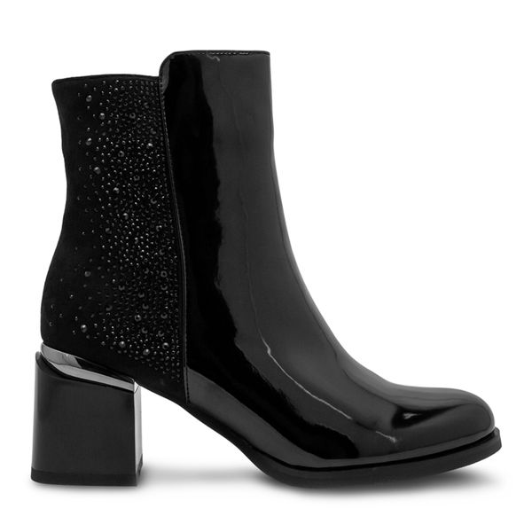 Botines Negros con Detalles Tipo Diamantes Via Spring Mujer