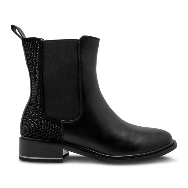 Botines Negros con Detalles y Tacón Bajo Via Spring
