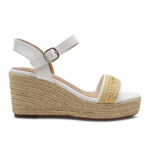 Sandalias Blancas con Plataforma y Hebilla Mujer Via Spring