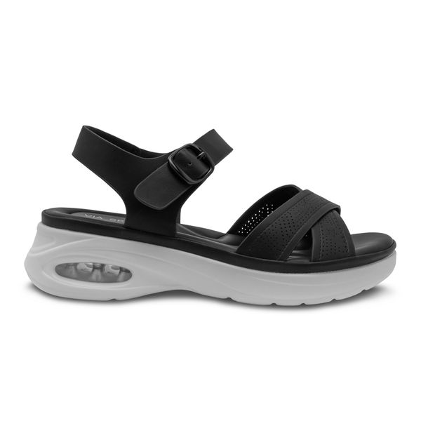 Sandalias Negras Planta Media Via Spring Mujer