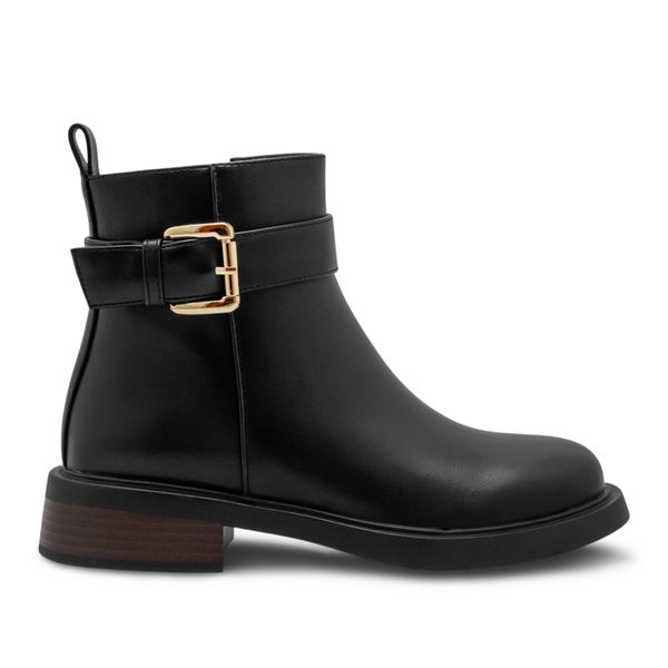Botines Tacon Bajo Via Spring Mujer Negro 280145