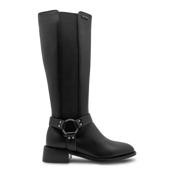 Botas Tacon Alto Caña Alta Via Spring Mujer Negro 280503