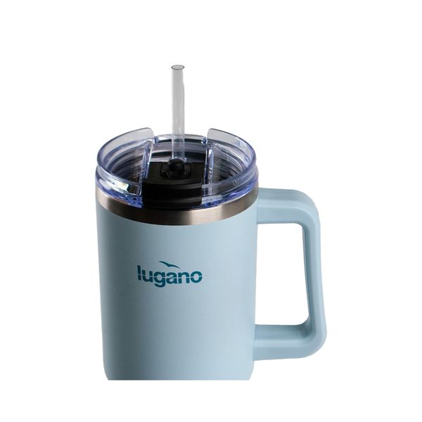 Termo Lugano de 1200ML tipo Tumbler con Asa y Tapa Hermética en Acero Inoxidable Azul