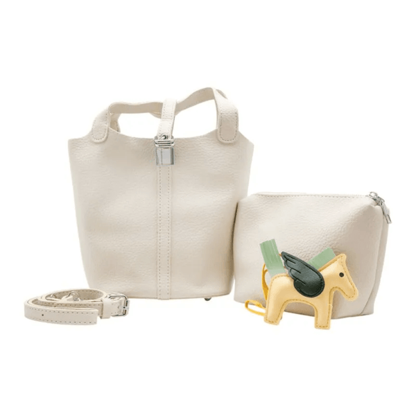 Bolso Cartera de Mano con Candado y Neceser - Color Beige T260159