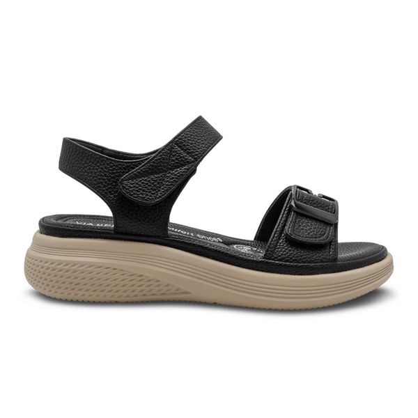 Sandalias Planta Media Confort Via Spring Mujer Negro 280468