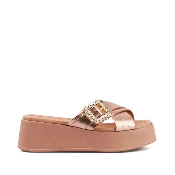 Sandalias Mujer Color Oro Rosa Marca Beira Rio