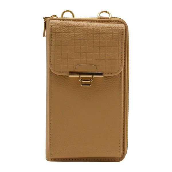 Bolso Carriel Portacelular Tipo Billetera Para Mujer Camel 280787