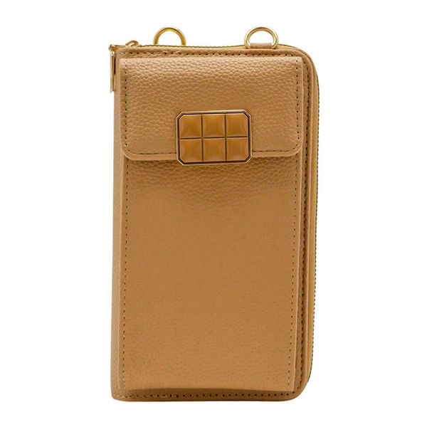 Bolso Carriel Portacelular Tipo Billetera Para Mujer Camel 280734