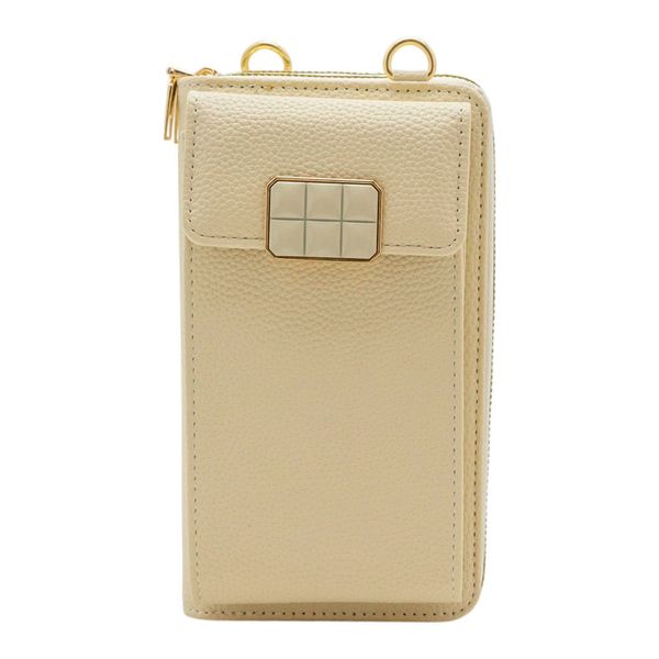 Bolso Carriel Portacelular Tipo Billetera Para Mujer Beige 280732