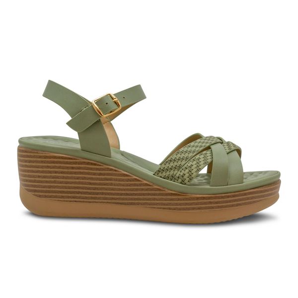 Sandalias Via Spring Confort Para Mujer Planta Alta Verde 280557