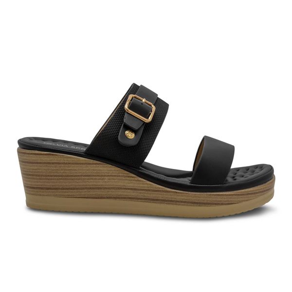 Sandalias Via Spring Confort Para Mujer Planta Alta Negro 280559