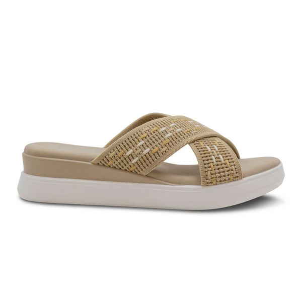Sandalias Via Spring Casual Para Mujer Planta Media Beige 280577