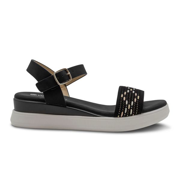 Sandalias Via Spring Casual Para Mujer Planta Media Negro 280750